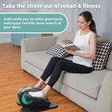 ESL Under Desk Elliptical - Portable Leg Exerciser with Pedal Strap for Seniors, Compact Seated Elliptical with Remote Control