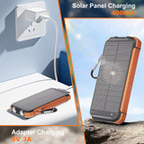 Power Bank Portable Solar Charger, Wireless Fast Charging Battery Pack, 20000mAh Capacity USB-C Input, 6 Outputs, Dual LED Flashlight, USB Battery Pack for Cell Phone Camping Travel Emergency (Orange)