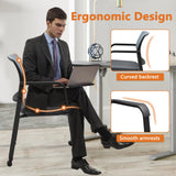 CLATINA Grey Waiting Room Chair with Wheels Mesh Back Stacking Arm Chairs