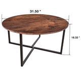HOMERECOMMEND Round Coffee Table Kitchen Dining Table Modern Tea Table Office Conference Pedestal Desk Computer Study Desk Rustic Brown/Black HOMERECOMMEND
