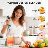 WarmWink 4 in 1 Corded Hand Blender Includes Food Chopper, Mixing Beaker Milk Frother and Whisk 600W Handheld Blender