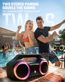 Bluetooth Speaker 80W(Peak)Loud with Bass, 20H Playtime, IPX7 Waterproof, RGB Lights, TWS, Large Portable Wireless Speakers for Outdoor, Home, Party, Pool, Beach, Tailgating, Gym, Work, Gifts (Black)