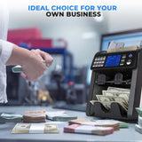 MUNBYN IMC08 Dual Money Counter Machine Mixed Denomination with Reject Pocket, Value Counting, Counterfeit Detection 2 CIS/UV/MG/IR, Sort&Print Enabled Cash Counter, Mixed Bill Counter (White)