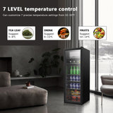 Zyerch Beverage Refrigerator, 180 Can Freestanding Mini Fridge with Glass Door for Soda Beer Wine, Small Drink Dispenser with Adjustable Temperature Control for Home, Office, Black