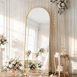 WISSMIELS 26x71 Inch Full Body Mirror - Large Arched Full Length Mirror with Stand Aluminum Frame Wall Mounted Leaning for Bedroom Living Room