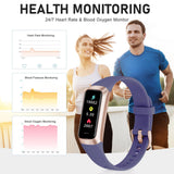 Bakoor Fitness Tracker with 24/7 Heart Rate Blood Oxygen Sleep Monitor, 1.10" AMOLED Touch Screen Step Trackers, IP68 Waterproof Steps Counter Pedometer for Women Men