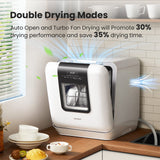 COMFEE' Countertop Dishwasher, Portable Dishwasher with 6L Built-in Water Tank, Mini Dishwasher with More Space Inside, 7 Programs, UV Hygiene& Auto Door Open, for Apartments, Dorms& RVs, White
