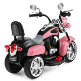 Costzon Kids Motorcycle, 6V Battery Powered Ride on Chopper Motorcycle w/Horn, Headlight, 3-Wheel Stable Ride on Toys, Electric Toddler Motorcycle for Kids, Gift for Boys Girls (Pink)