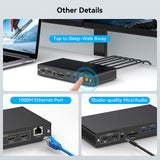 DisplayLink Docking Station 4 Monitors, 15 in 1 Laptop Docking Station