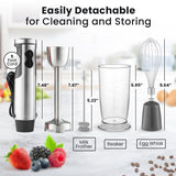 Zulay Kitchen 4-in-1 Immersion Blender 800W Hand Blender Set with Whisk, Milk Frother & 600ml Cup, 12-Speed Stick Blender with Turbo Mode for Soups, Smoothies, Sauces, Purees & Baby Food (Gray)