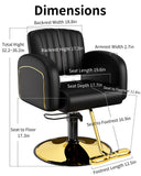 Baasha Professional Brown & Gold Salon Chair, Luxury Hydraulic Styling Chair with Soft PU Leather, High-Density Foam Cushion, 360° Swivel, Stainless Steel Frame, Ergonomic Design, 330 lbs Capacity