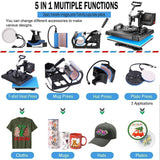 5 in 1 Heat Press Machine for t Shirts Professional Swing Away Heat Press Digital Combo 12" x 15" 360-degree AKEYDIY