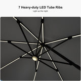 PURPLE LEAF Cantilever Patio Umbrella 10' x 10' with LED Light, Light Grey