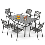 PHI VILLA Patio Dining Set for 6, Stackable Chairs& Rectangular Table