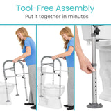 Vive Toilet Safety Rail - Medical Chair for Handicapped & Seniors - Folding Bathroom Frame w/Handles, Arms for Elderly, Disabled - Standalone Grab Bar - Seat Assistance Support Stand Up Assist