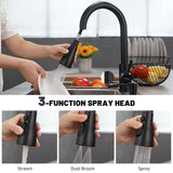 DAYONE Touchless Kitchen Sink Faucet with Pull Down Sprayer and Soap Dispenser, Black 3 Modes Motion Sensor Hands-Free Single Handle Touch Faucet for Kitchen Sink High Arc