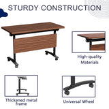 Folding Conference Tables with Wheels, 70.8IN Walnut Modular Training/Meeting Desks for Office School Classroom Library, 10
