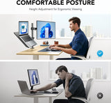 Adjustable Monitor Stand, Single Arm Desk Mount for 32 inch Screen and 17 inch Laptop, Heavy Duty