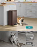 SONGMICS 13 Gallon (50 L)13 Gallon (50 L) Trash Can, Stainless Steel Kitchen Garbage Can, Recycling or Waste Bin Trash Can, Stainless Steel Kitchen Garbage Can, Recycling or Waste Bin, Soft Close, Step-On Pedal, Removable Inner Bucket, Brown ULTB50BR