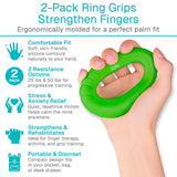 Vive Hand Strengthener Grip Ring - Forearm Ring Hand Exercisers - Silicone Squeezer Gripper for Muscle Strengthening Training Tool - Arthritis Finger Physical Therapy PT Kit Trainer (Textured 2 Pack)