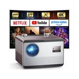 Projector 4K with WiFi and Bluetooth [2000 ANSI/AI Auto Focus/Built in Apps], Outdoor Movie Projector with Smart TV OS 2.0 & Dolby, HAPPRUN Home Theater Projector for Indoor/Outdoor Use