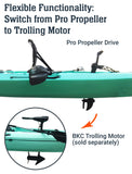 Brooklyn 12.0 Pro Single Propeller Pedal Kayak by BKC, 12 ft Sit-On-Top Fishing Kayak, Hands-Free Pedal Drive, Rudder Steering, 70 lb Hull, Rod Holders & Large Storage (Teal)