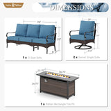 Sophia & William Metal Patio Furniture Set with Fire Pit Table, 4 Pieces