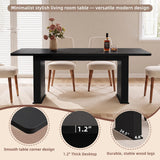 LEYAOYAO Extendable Dining Table for 4-6,63"–79" with Fluted Base(Black)