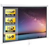 Projector Screen Pull Down 80 Inch 16:9 HD Projection Screen Folding Home Theater Portable Indoor Outdoor Movie Screen ZENY
