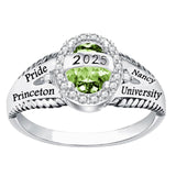 Oseew Class Ring Custom 2027 Graduation Women Men（White Gold）