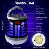 2 Pack 3 in 1 Bug Zapper USB Rechargeable Mosquito Killer Portable Waterproof Mosquito Repellent Outdoor Indoor LED Lantern Bug Zapper Camp Light SOS Emergency Light for Home, Backyard (2, Black)