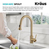 KRAUS Bolden 2-Function Single Handle Pull Down Kitchen Faucet in Spot-Free Brushed Brass, KPF-1616BB