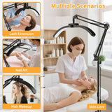 KALVISH New Upgrad 2-in-1 Lash Light for Eyelash Tech, Foldable LED Half Moon Floor Lamp, Esthetician Light for Tattoo Art, Nail, Craft,Extensions - Adjustable Brightness Color, Rotating Arm(Black)