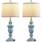 SAIWEYA 27.5" Set of 2 Farmhouse Table Lamps for Bedroom, 3 Way Dimmable Bedside Lamp with 2 USB +AC Outlet Nightstand Lamps for Living Room Resin Rustic Touch Lamps