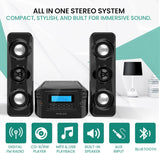 Philco Stereo Shelf Systems Compact CD Shelf System with Digital FM Stereo Radio, Bluetooth Wireless Technology, and Remote Control in Black | LCD Display | MP3 & AUX Port Compatible | USB Playback
