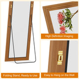 ZHUNFA Full Length Mirror,65x22 Inch Full Length Mirror Wall Mounted,Vertical Hanging,Leaning Standing for Bedroom,Living Room,Rectangular Wooden Frame,Walnut Color.