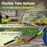 Cordless Leaf Blower for Small to Medium Yards - 2×4Ah Batteries, Lightweight Battery Powered Leaf Blower with 7-Speed Control & 2 Tubes for Patio, Driveway, Light Debris