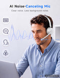 Wireless Headset with Mic for Work, Bluetooth 5.4 Headphones, Ivory White