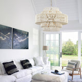 LUJOGUID 28.74in Large Chandelier White Light for Living Room, 8-Light Rattan Lighting Hand Woven Wicker Light Fixtures for Dining Room Bedroom Kitchen Island Restaurant