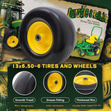 Wiltire 13x6.50-6 Flat Free Tire and Wheel with Rim,Universal 13x6.5-6 Solid Smooth Rubber Zero-Turn Lawn mowers Tire,5.5"-7.72”Centered Hub and 3/4" extra 5/8" 1/2” Bushings(Yellow)