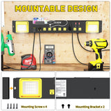 Heavy Duty Metal 10 Outlets Long Power Strip with LED Worklight, Black