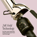 HOT Tools 24K Gold Professional 1 1/2" Extended Barrel Curling Iron with Clamp for Bouncy Curls, Faster Styling, Less Damage & Long-Lasting Results