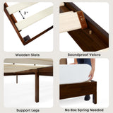 Bme Nipe Full 14 Inch Bohemian Bed Frame with Adjustable Wicker Headboard - Rustic & Vintage Unique Style with Acacia Wood - No Box Spring Needed - Easy Assembly - Walnut