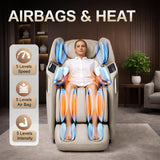 Amzyes 4D Massage Chair Full Body, 20 Modes Zero Gravity Massage Chair with 53.15 Inches SL Track, Foot Massage, Neck and Shoulder Massage, Shiatsu, Bluetooth Speaker, Home, Beige