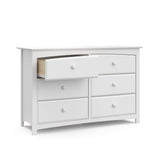 Storkcraft Kenton 6 Drawer Double Dresser (White) For Kids Bedroom, Nursery Dresser Organizer, Chest Of Drawers For Bedroom, Universal Design For Children’s Bedroom