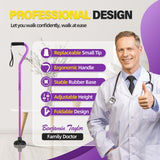 BeneCane Walking Cane Adjustable Cane with Offset Soft Cushioned Handle for Men & Women Lightweight Comfortable Extra Stability Base Mobility Aid for Men Women and Seniors Purple
