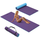 Yoga Mat Thick, 72"x32"x0.4"Th (10mm), Wide Non-Slip Exercise Mat with Carry Strap, Double-Sided POE Fitness Mat for Yoga, Pilates & Floor Workouts (Purple+Sky Blue)