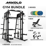 Mikolo Smith Machine, 2200lbs Squat Rack with LAT-Pull Down System & Cable Crossover Machine, Power Rack and Packages (BSL230CPHGP)