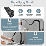 TOYWIA Kitchen Faucets with Pull Down Sprayer, Matte Black Single Handle High Arc Stainless Steel Sink Faucet with Deck Plate, 1 or 3 Hole Deck Mount for RV, Bar, Farmhouse, Laundry, Outdoor