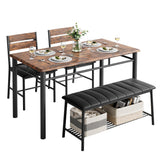 Dining Table Set for 4, Kitchen Table with Upholstered Bench and 2 Chairs, Kitchen Table and Chairs Set for Small Space
